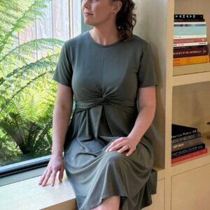 Simple Wishes Liv Maternity Nursing Dress (Olive Green Medium)